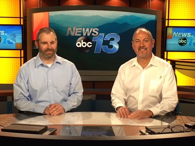 Randy Buckner and Grant Weathers on the set of WLOS ABC News 13