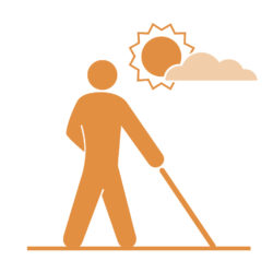 Icon of man with cane outside