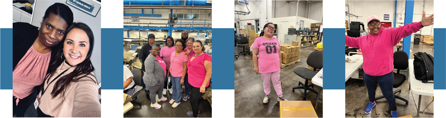Collage of employees wearing pink