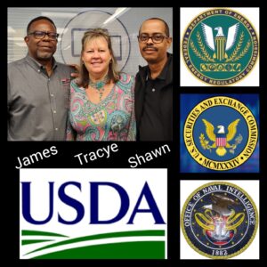 Collage of BSC location logos and photo of James, Tracye and Shawn