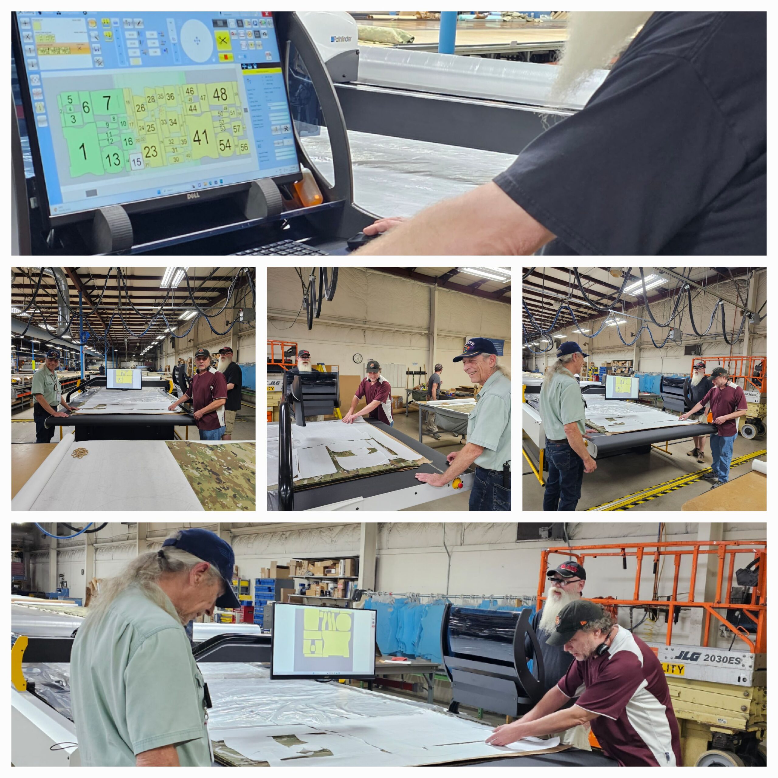 Collage of photos of the new CNC cutter in Asheville