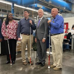 Mayor Allen Joines at IFB Solutions' Winston-Salem manufacturing facility.