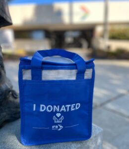 Image of lunch cooler with "I Donated"