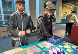 Drew and Brandon at the build a quilt square