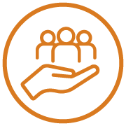 Icon of hand holding people